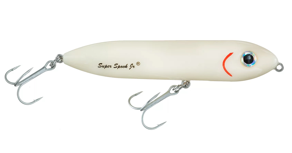 Heddon Saltwater Super Spook, Jr. Fishing Lure - White/Pink/Silver Insert